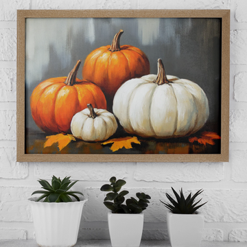 Rustic Harvest: Textured Pumpkin Painting on Moody Gray Canvas. High Resolution Digital Download 300 DPI