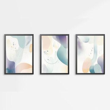 Vibrant Minimalism: Abstract Watercolor Shapes in Pastel Colors with Silhouette Outlines. High Resolution Digital Download 300 DPI