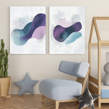 Ethereal Dreamscape: Abstract Fluid Shapes in Blue, Purple, and White. High Resolution Digital Download 300 DPI