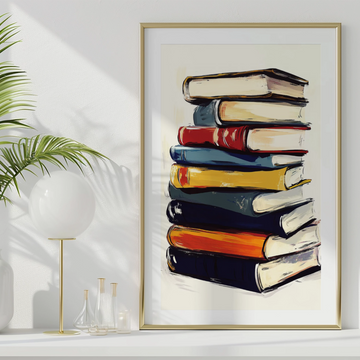 Ethereal Book Stack on Dual-Toned Luminous Background. High Resolution Digital Download 300 DPI
