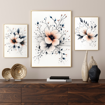 Stunning Drawings of Flowers: Artistic Floral Illustrations for Elegant Decor. High Resolution Digital Download 300 DPI