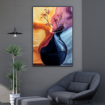 Vibrant Floral Elegance: Delicate Blooms in Colorful Abstract Vase Setting. High Resolution Digital Download 300 DPI
