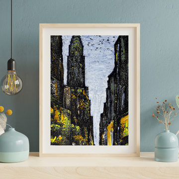 Urban Canyon: Abstract Cityscape Wall Art with Monochromatic Depth. High Resolution Digital Download 300 DPI.