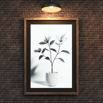 Timeless Elegance: Black and White Plant Art with Soft Focus Background. High Resolution Digital Download 300 DPI