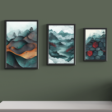 Serene Landscapes: Japanese-Inspired Mountain Lines and Surreal Misty Hills. High Resolution Digital Download 300 DPI