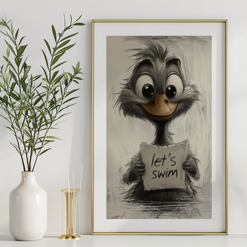 Whimsical Goose Adventure: Charcoal Sketch Storytelling with Playful Nautical Charm. High Resolution Digital Download 300 DPI