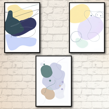 Serene Pastels: Abstract Shapes in Muted Green, Gray, and Beige Tones. High Resolution Digital Download 300 DPI.