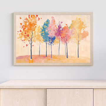 Autumn Forest Symphony: Vibrant Colors Dancing in Warm Landscape. High Resolution Digital Download 300 DPI