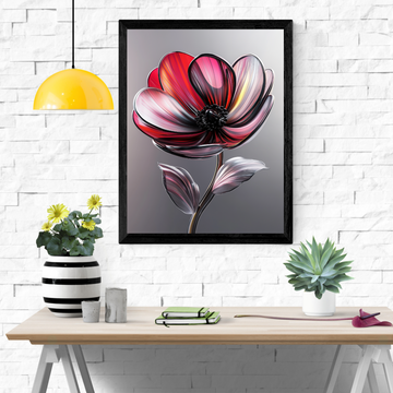 Ethereal Anemone Bloom: Delicate 3D Glass Art on Soft Gray Canvas. High Resolution Digital Download 300 DPI