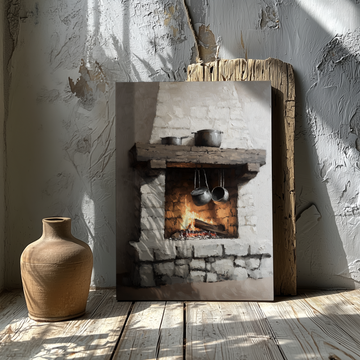 Medieval Stone Fireplace Wall Art Rustic Warm Ancient Cozy Home. High Resolution Digital Download 300 DPI.