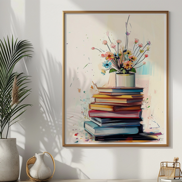 Serene Floral Elegance: Pastel Still Life Illustration with Vase and Light Background. High Resolution Digital Download 300 DPI