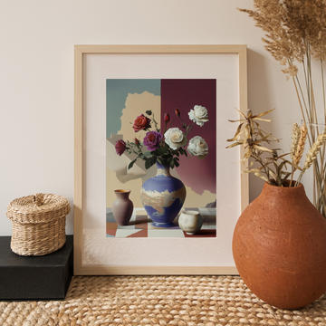 Elegant Rose Arrangement: Stunning Purple and White Roses in a Charming Vase. High Resolution Digital Download 300 DPI