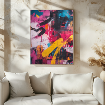Dynamic Urban Graffiti Wall Art Abstract Expressionist Neon Pastel Print. High Resolution Digital Download 300 DPI.