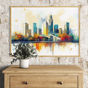 Serene LA Skyline: Elegant Watercolor Cityscape Art Print. High Resolution Digital Download 300 DPI.