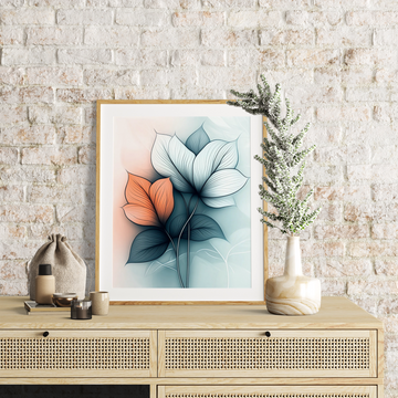 Serene Botanical Boho: Minimalist Abstract Art with Soft Hues and Clean Lines. High Resolution Digital Download 300 DPI
