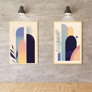 Indigo Elegance: Minimalist Vector Shapes in Modern Stylish Wall Art. High Resolution Digital Download 300 DPI