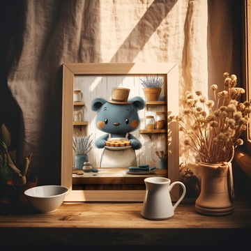 Whimsical Baker Bear: Cozy Kitchen Charm with Freshly Baked Cookies. High Resolution Digital Download 300 DPI