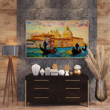 Enchanting Venice Sunset: Romantic Canal and Gondola Wall Art. High Resolution Digital Download 300 DPI.