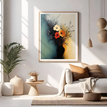 Vibrant Floral Symphony: Colorful Bouquet on Abstract Brushstroke Background. High Resolution Digital Download 300 DPI