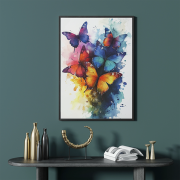 Celestial Butterfly Dance: Watercolor Rainbow Wings Amid Cosmic Nebula Splash. High Resolution Digital Download 300 DPI