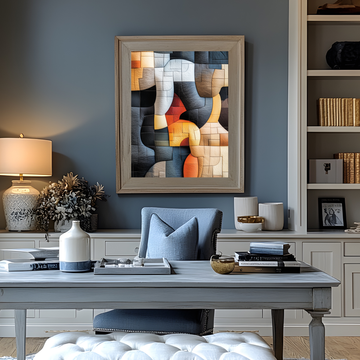 Modern Geometric Abstract Quilt Wall Art in Wool Felt Leather. High Resolution Digital Download 300 DPI.