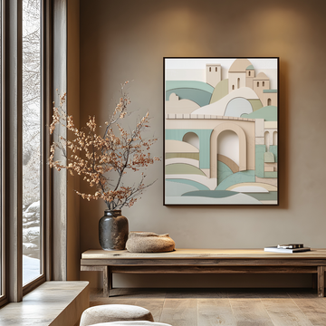 Abstract Rialto Bridge Wooden Wall Art Pastel Geometric Design. High Resolution Digital Download 300 DPI.