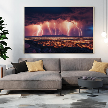 Electrifying Sky: Dramatic Lightning Storm Canvas Wall Art Print. High Resolution Digital Download 300 DPI.