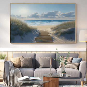 Coastal Serenity: Hyper-Realistic Beach Path Ocean View Wall Art. High Resolution Digital Download 300 DPI.