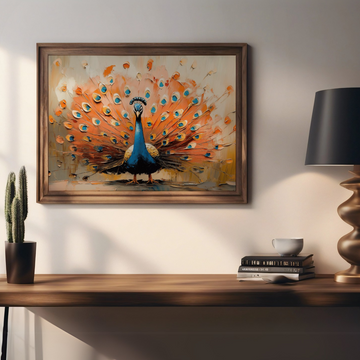 Vivid Peacock Pastel Colors Painting – Elegant Nature Wall Art. High Resolution Digital Download 300 DPI.