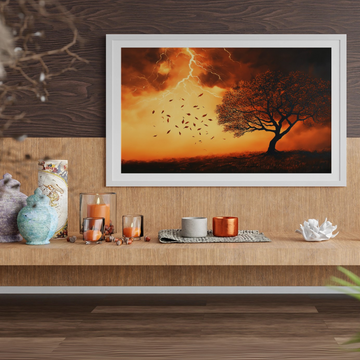 Electrifying Minimalist: Lightning Storm Tree Silhouette Modern Art Print. High Resolution Digital Download 300 DPI.