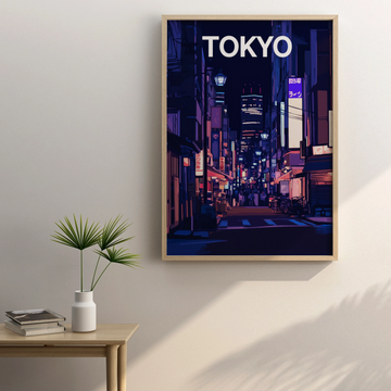 Enchanting Tokyo Streets: Elegant Urban Landscape Canvas Art Print. High Resolution Digital Download 300 DPI.