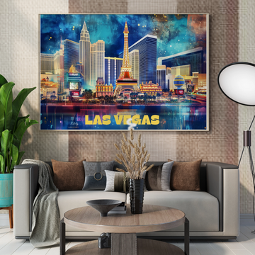 Vintage Vegas Nights: Iconic Strip Skyline Reflections Art Print. High Resolution Digital Download 300 DPI.