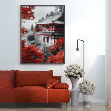 Serene Maple Sanctuary: Japanese Landscape Art Print. High Resolution Digital Download 300 DPI.