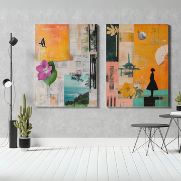 Picasso-Rauschenberg Inspired Lyrical Collage: Starry Night Journey Wall Art. High Resolution Digital Download 300 DPI.