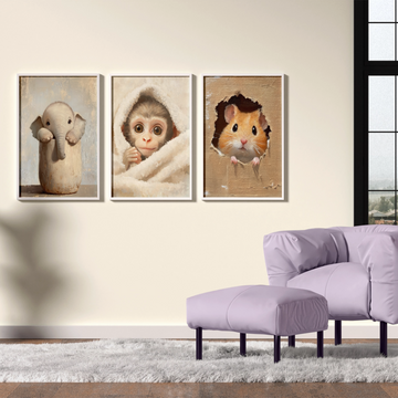 Adorable Baby Animals: Charming Oil Painting Nursery Wall Art Collection. High Resolution Digital Download 300 DPI.