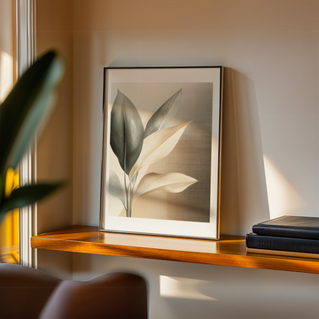 Minimal Tropical Plant Wall Art with Earthy Brown Linen Texture. High Resolution Digital Download 300 DPI.