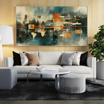 Vibrant World Monuments Map Canvas - Colorful Travel-Inspired Wall Art. High Resolution Digital Download 300 DPI.