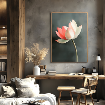 Stylized Orange Pink Lotus Flower Wall Art Vibrant Petal Decor. High Resolution Digital Download 300 DPI.