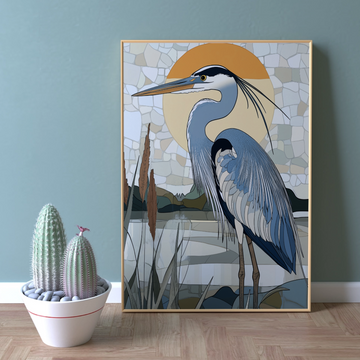 Graceful Great Blue Heron Wall Art – Nature-Inspired Bird Decor. High Resolution Digital Download 300 DPI.