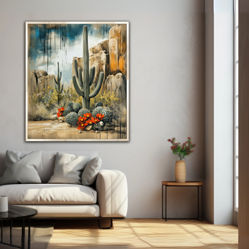 Blooming Desert Majesty: Saguaro Cactus Flowers Arizona Landscape Wall Art. High Resolution Digital Download 300 DPI.