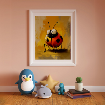 Vibrant Ladybird Concept Art Canvas Print - Modern Insect Decor. High Resolution Digital Download 300 DPI.
