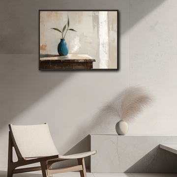 Abstract Scandinavian Still Life Wall Art Blue Beige Vase Minimalist. High Resolution Digital Download 300 DPI.