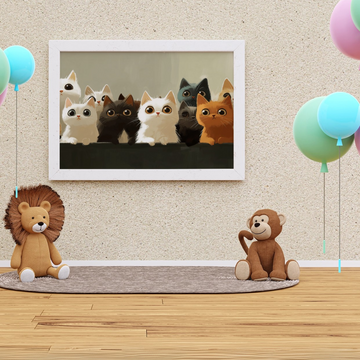 Adorable Cartoon Kitten Illustration Wall Art Print. High Resolution Digital Download 300 DPI.
