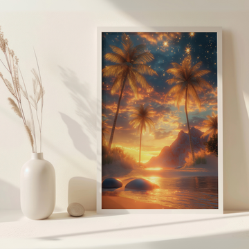 Desert Oasis Majesty: Epic Cinematic Palm Trees Landscape Wall Art Print . High Resolution Digital Download 300 DPI.