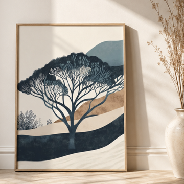 Minimalist Tree Silhouette, Elegant Line Art for Modern Interior Design. High Resolution Digital Download 300 DPI