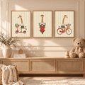 Giraffe nursery set above a sideboard