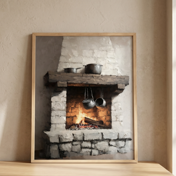 Medieval Stone Fireplace Wall Art Rustic Warm Ancient Cozy Home. High Resolution Digital Download 300 DPI.