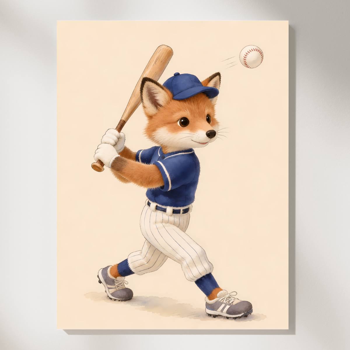 Vintage print of an animal player in a baseball uniform
