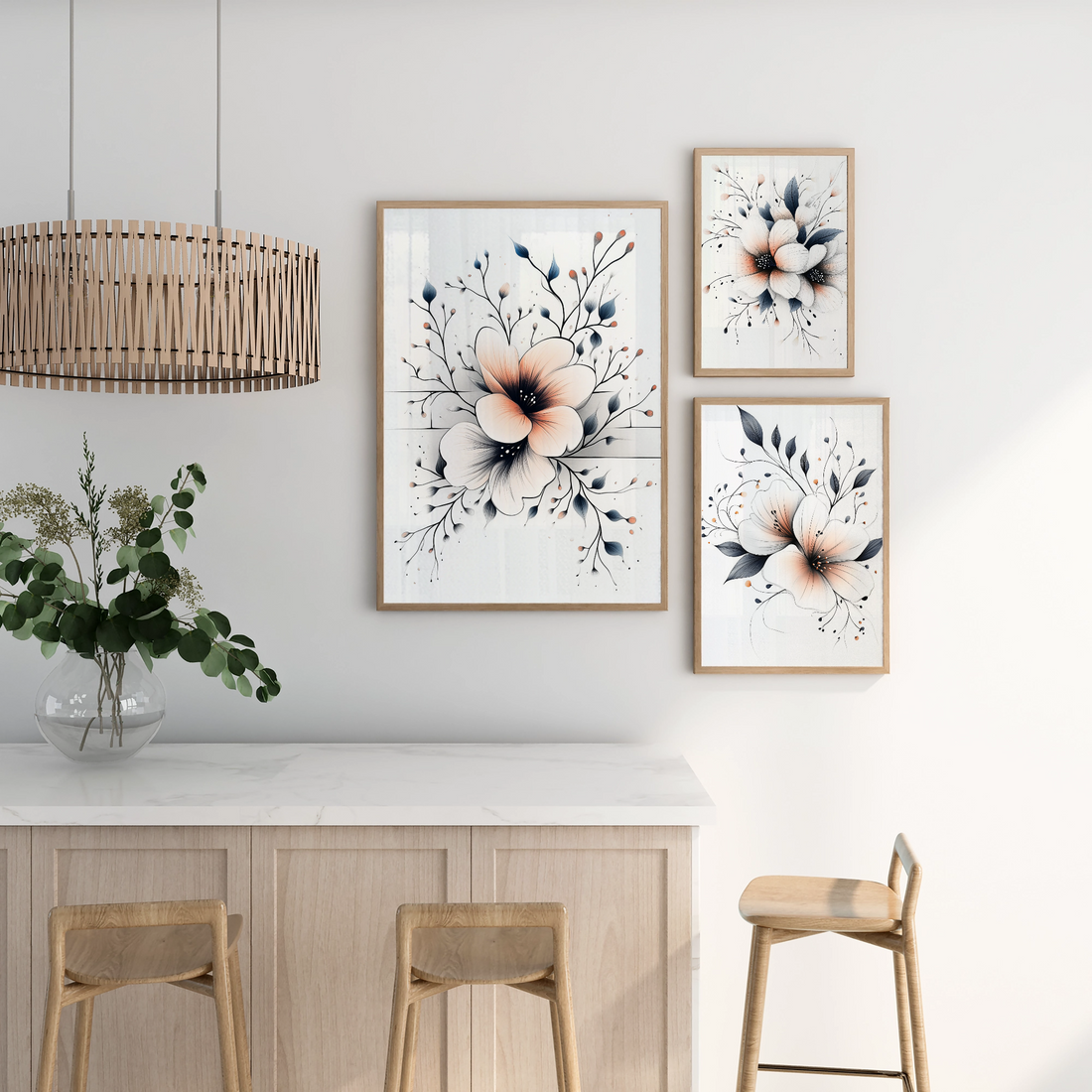 Stunning Drawings of Flowers: Artistic Floral Illustrations for Elegant Decor. High Resolution Digital Download 300 DPI