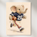 Vintage print of a mouse in a football uniform